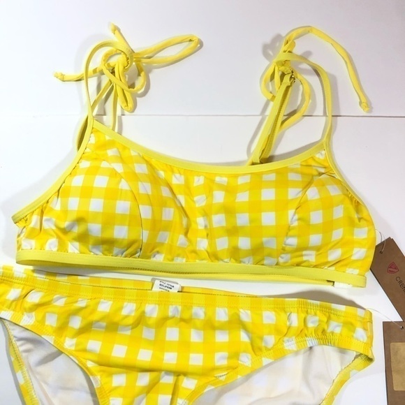 Cremiux Yellow Check 2 Piece Swimsuit L - Picture 5 of 12